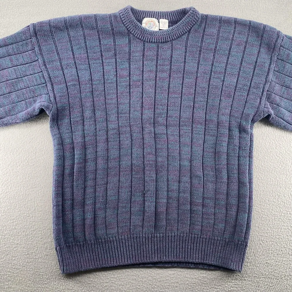 Cape Isle Knitters‎ Sweater Mens XL Blue Purple Striped Crewneck Knit Pullover